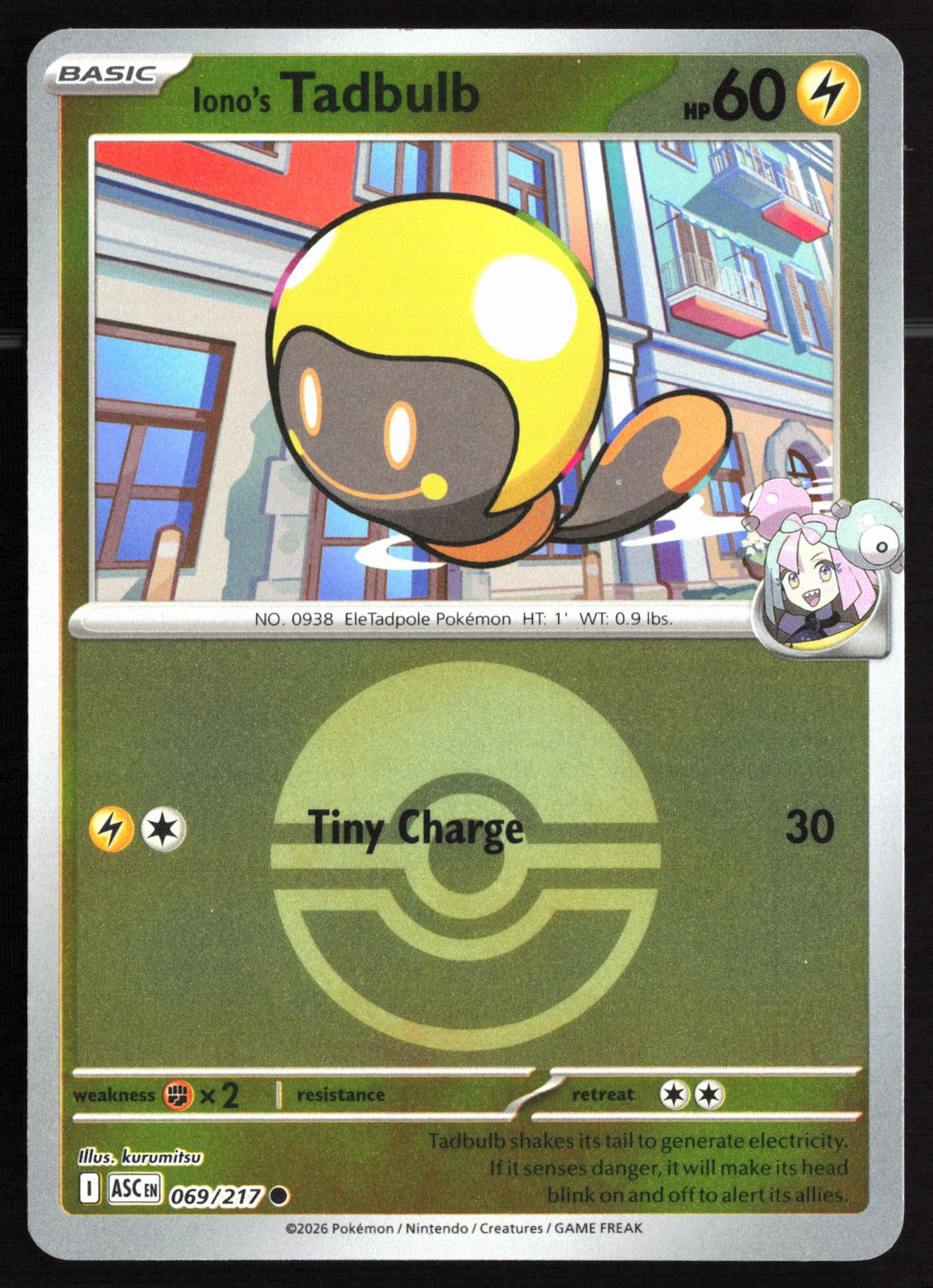 Iono's Tadbulb (Poke Ball) ASC Reverse Holo NM