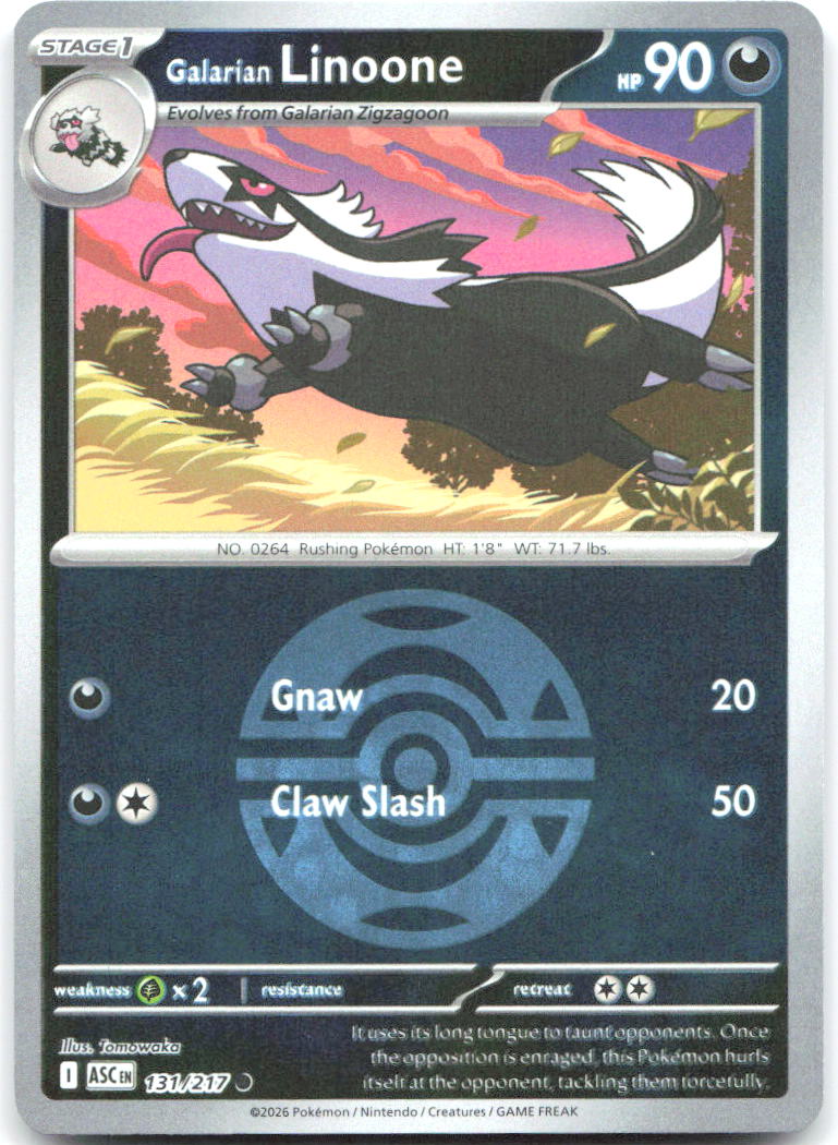 Galarian Linoone (Dusk Ball) ASC Reverse Holo NM