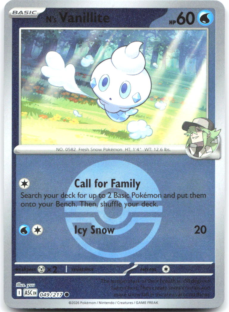 N's Vanillite (Poke Ball) ASC Reverse Holo NM