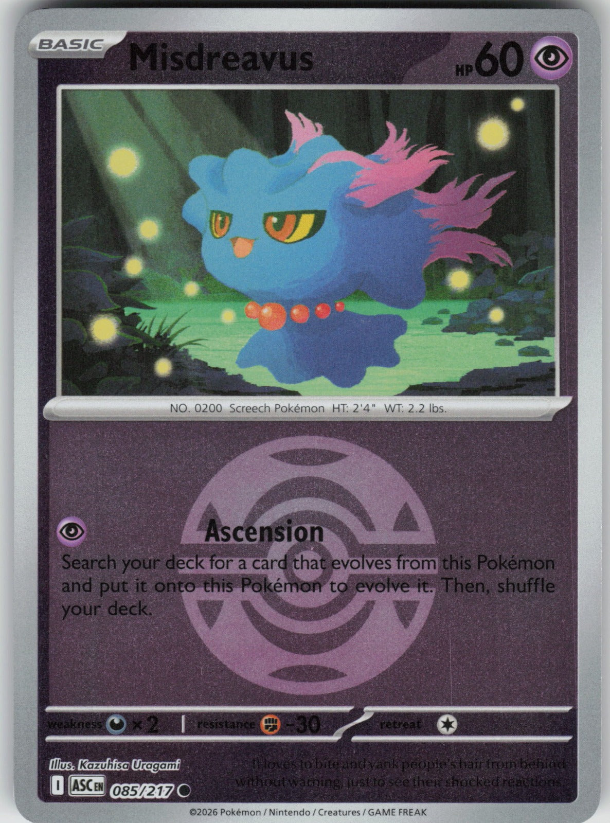 Misdreavus (Dusk Ball) ASC Reverse Holo NM
