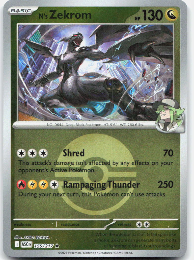 N's Zekrom (Poke Ball) ASC Reverse Holo NM