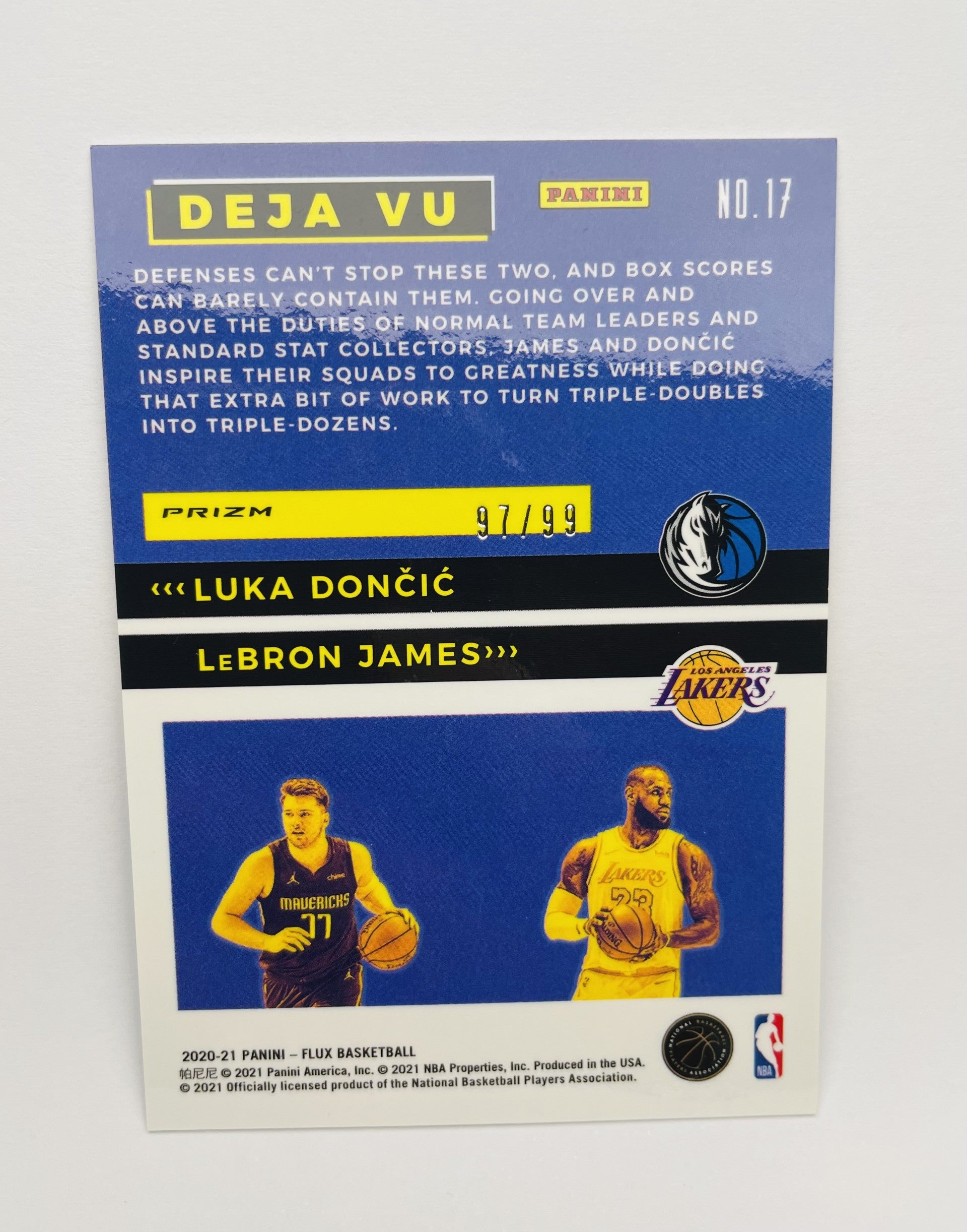 2020-21 Panini Flux Luka Doncic Lebron James /99 Deja Vu #17