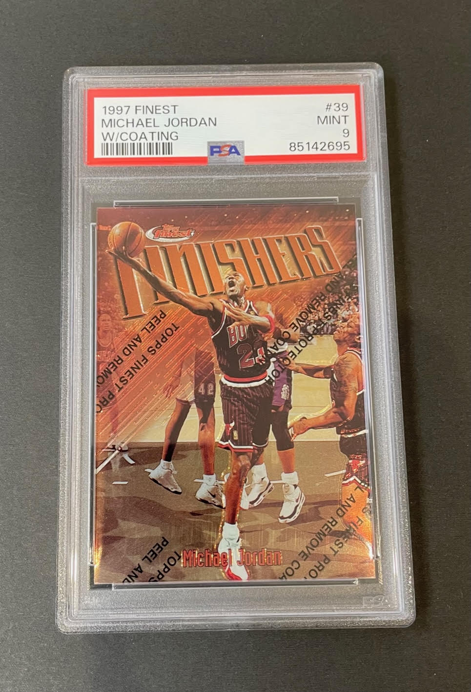 1997 Topps Finest Finishers Michael Jordan w/coating #39 PSA 9