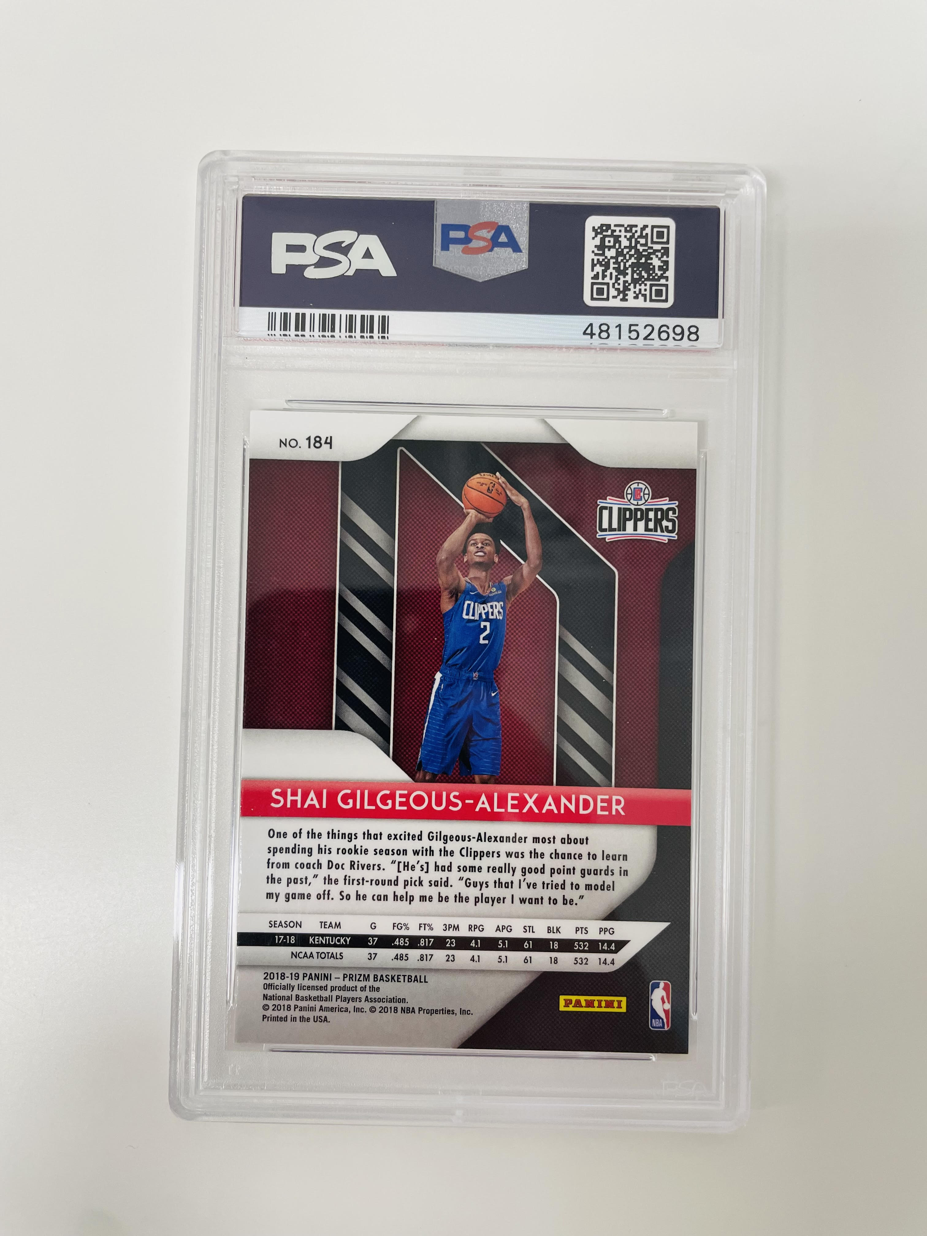 2018 Panini Prizm #184 S.Gilgeous-Alexander PSA 10