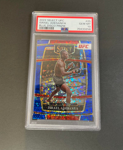 2022 Panini Select Israel Adesanya Blue Disco /49 #25 PSA 10