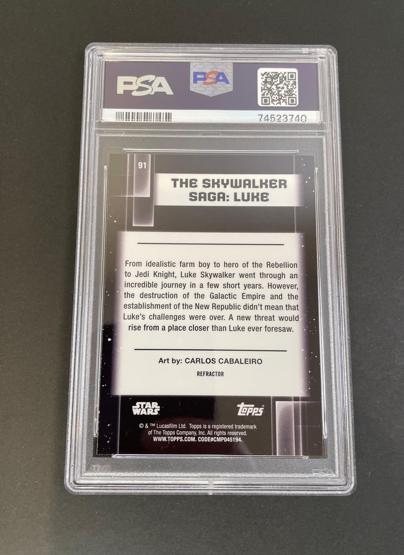 2021 Topps Chrome Star Wars Galaxy the Skywalker Saga: Luke Refractor 91 PSA 10