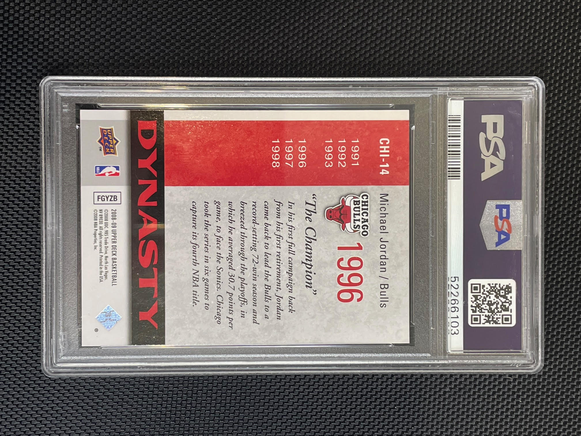 2008-09 Upper Deck Michael Jordan Bulls Dynasty #CHI14 PSA 9
