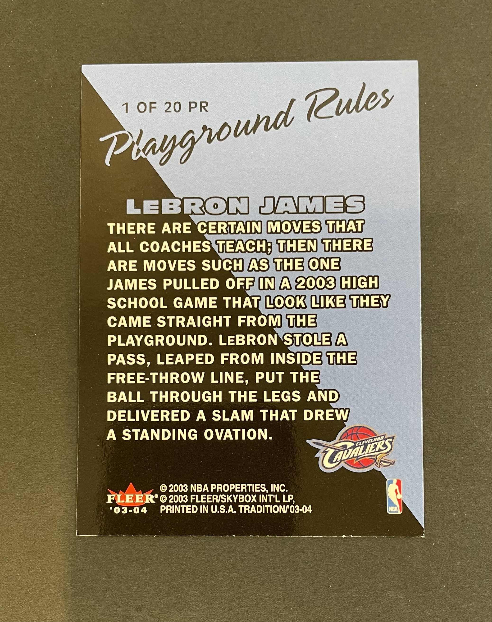 2003-24 Fleer Tradition Lebron James Playground Rules Rookie Insert #1