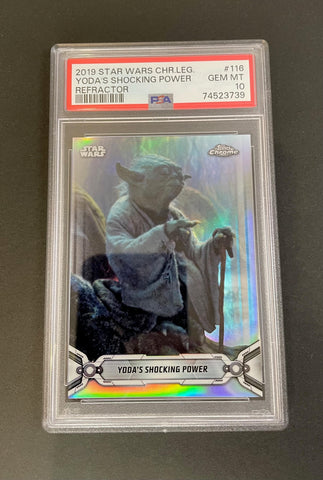 2019 Topps Star Wars Chrome Legacy  Yoda's Shocking Power Refractor #116 PSA 10
