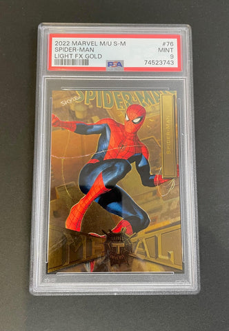 2022 Skybox Marvel Metal Universe Spider-Man Light FX Gold #76 PSA 9