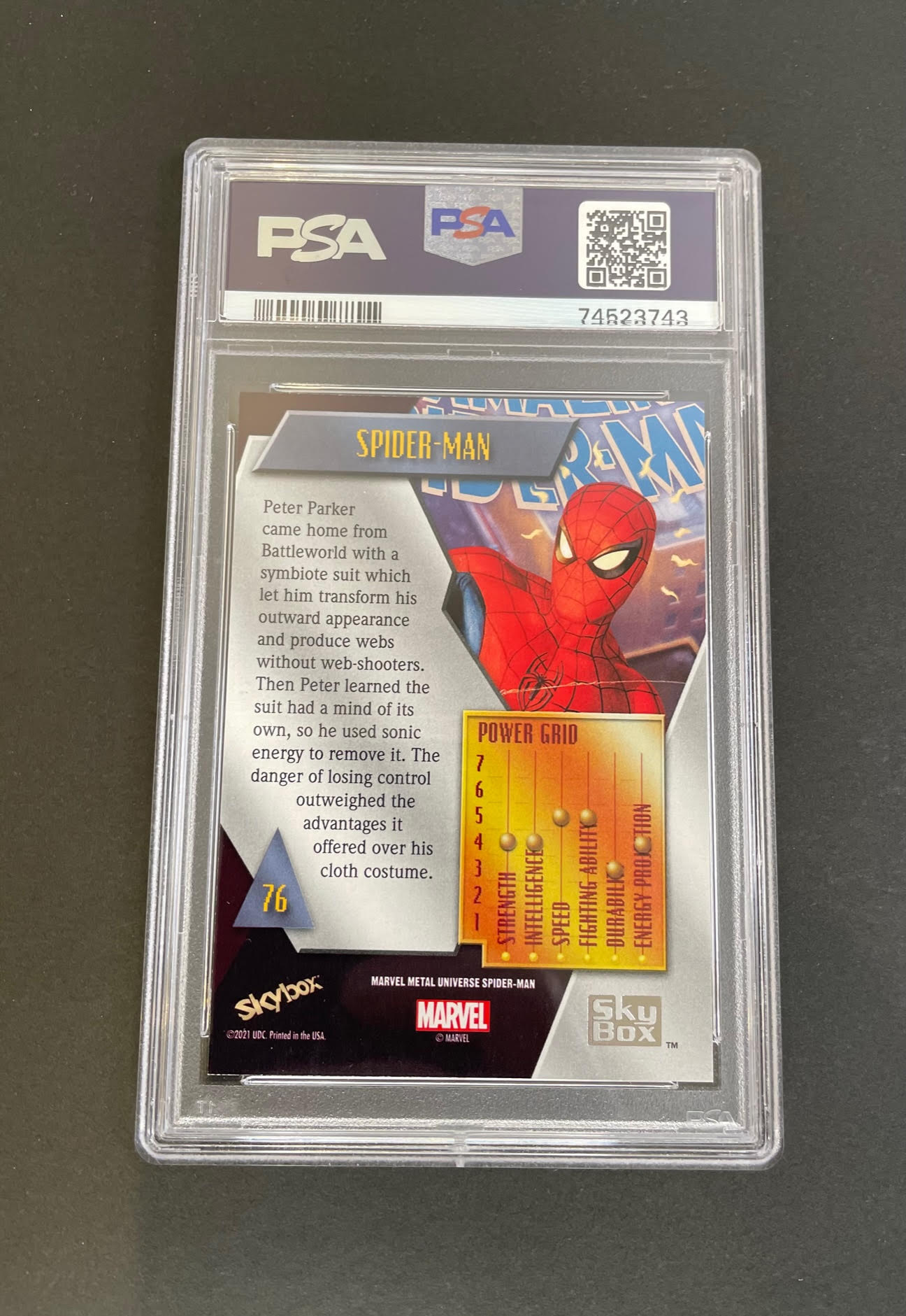 2022 Skybox Marvel Metal Universe Spider-Man Light FX Gold #76 PSA 9