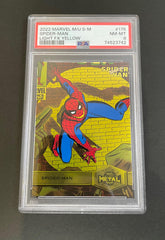 2022 Skybox Marvel Metal Universe Spider-Man Light FX Yellow #176 PSA 8