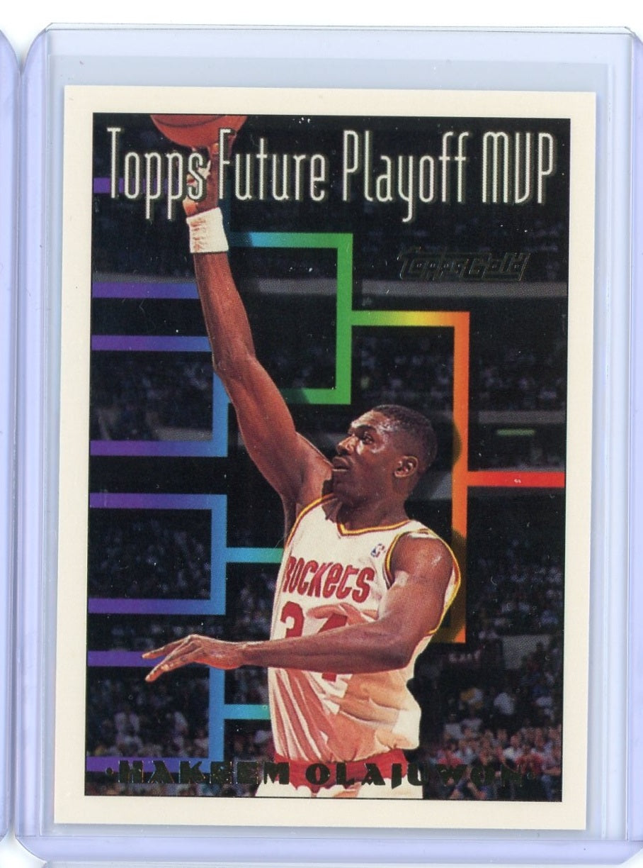 1994-1995 Topps Basketball Hakeem Olajwon Topps Future Playoff MVP Gold Card #205