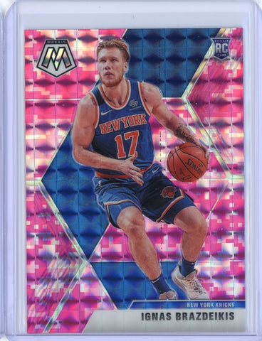 2019-2020 Panini Mosaic Basketball Ignas Brazdeikis Pink Prizm RC Card #242