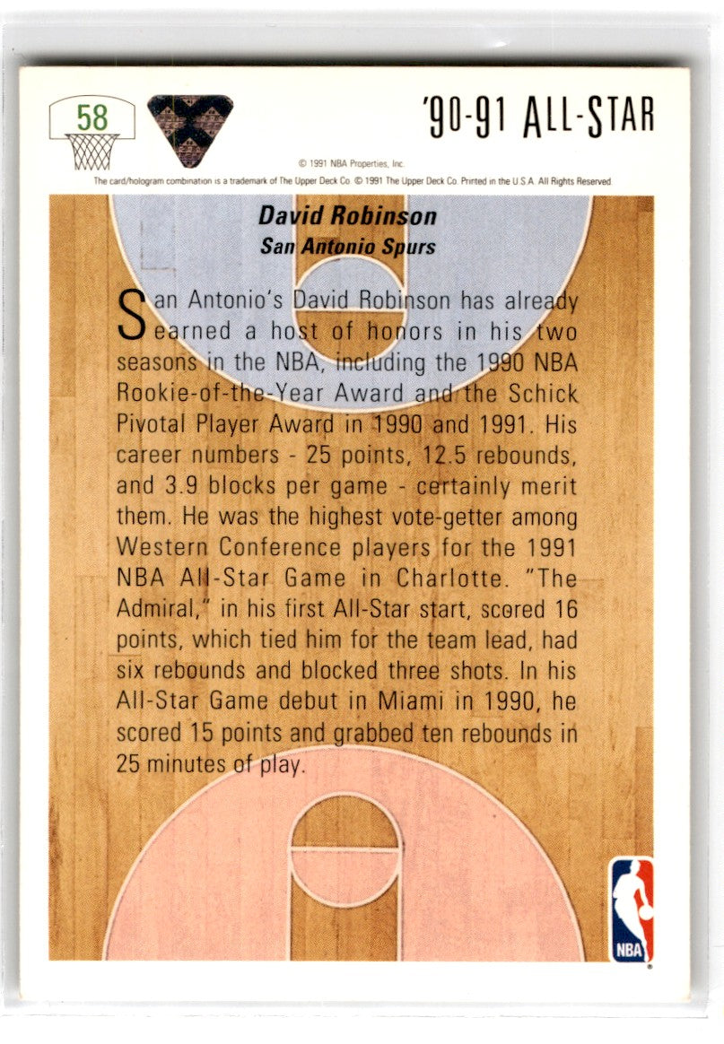 1991 Upper Deck All Star David Robinson Card 58