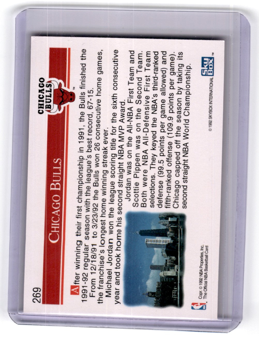 1992 Hoops Chicago Bulls Card 269