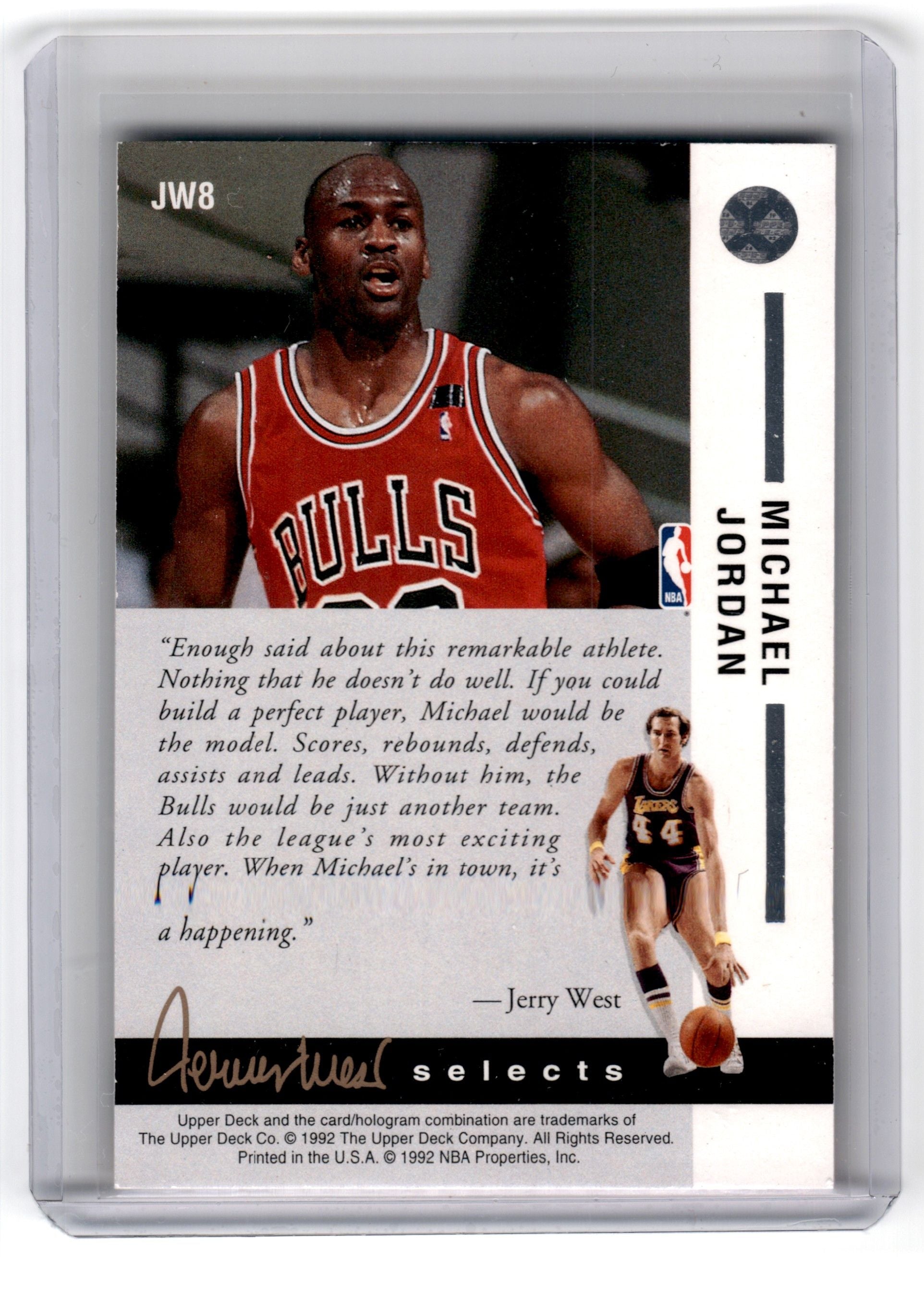 1992 Upper Deck Jerry West Selects Michael Jordan Card JW8