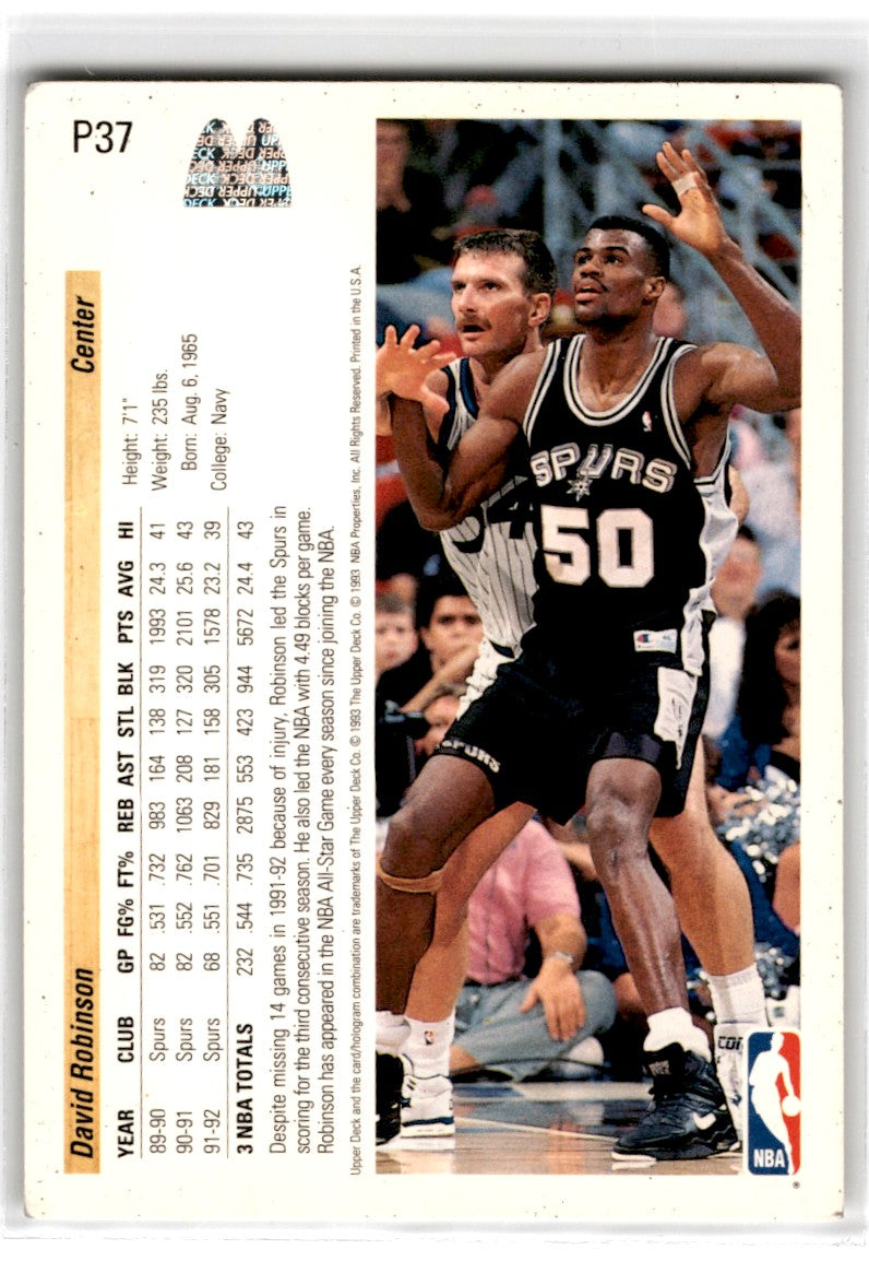 1992 Upper Deck McDonald's David Robinson Card P37
