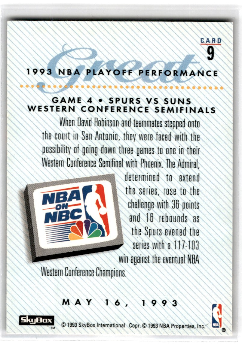 1993 SkyBox David Robinson Card 9
