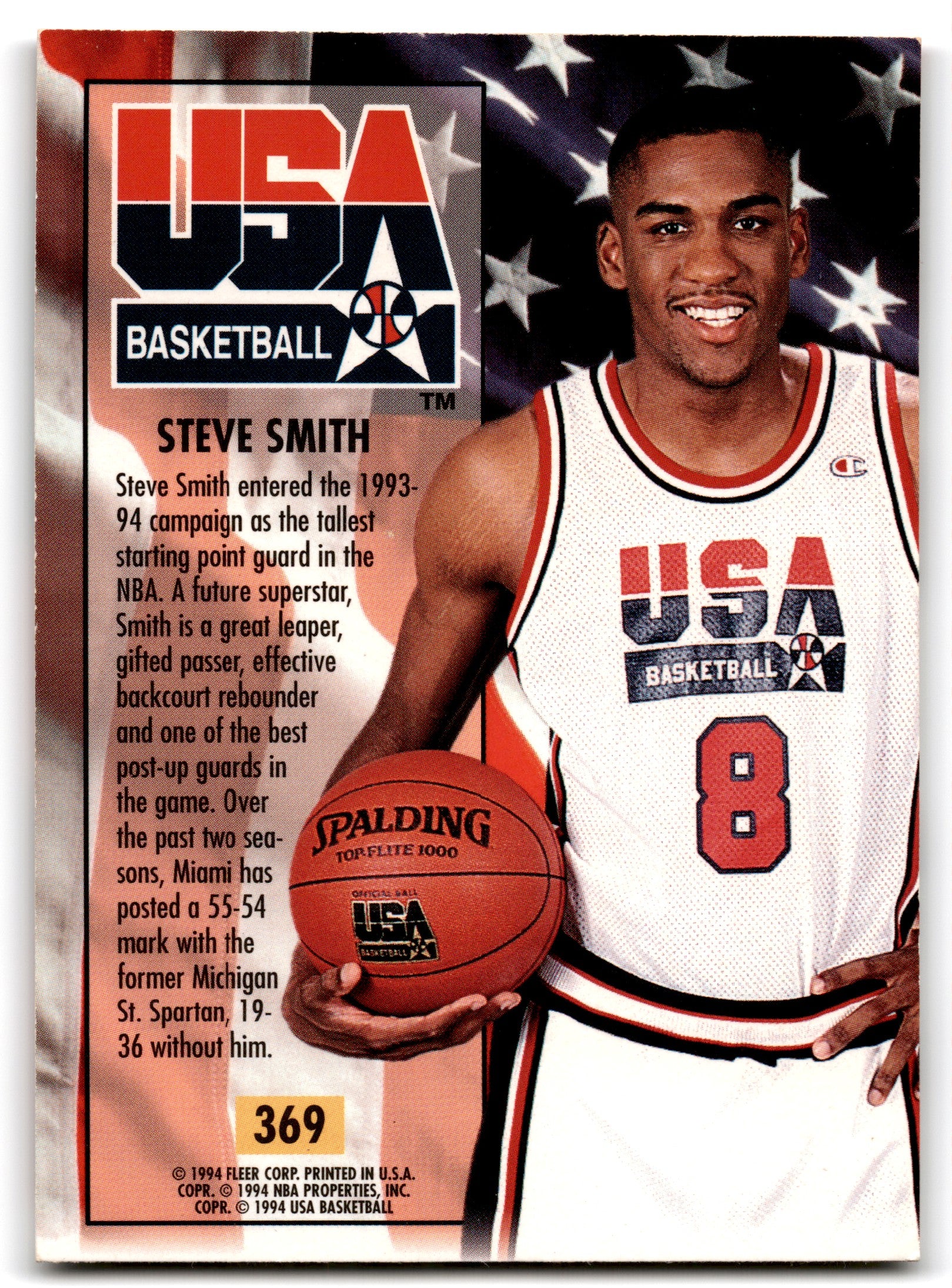 1993 Ultra Steve Smith USA Card 369