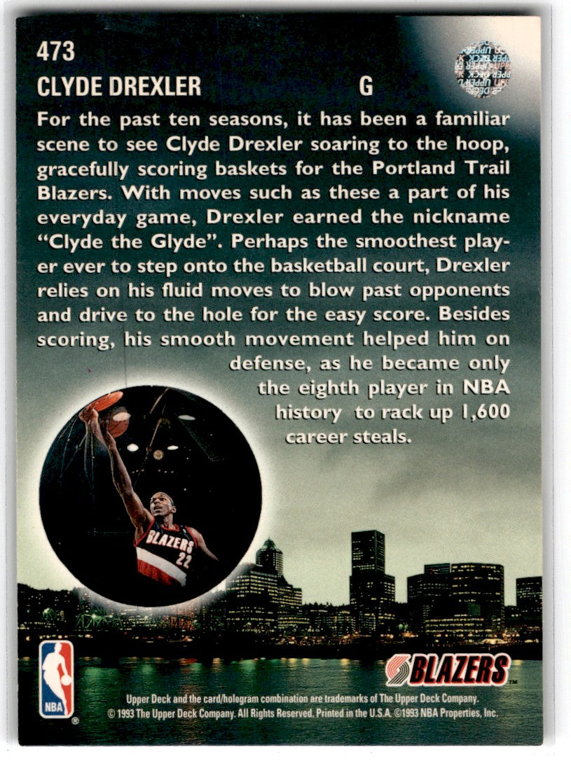 1993 Upper Deck Clyde Drexler Card 473