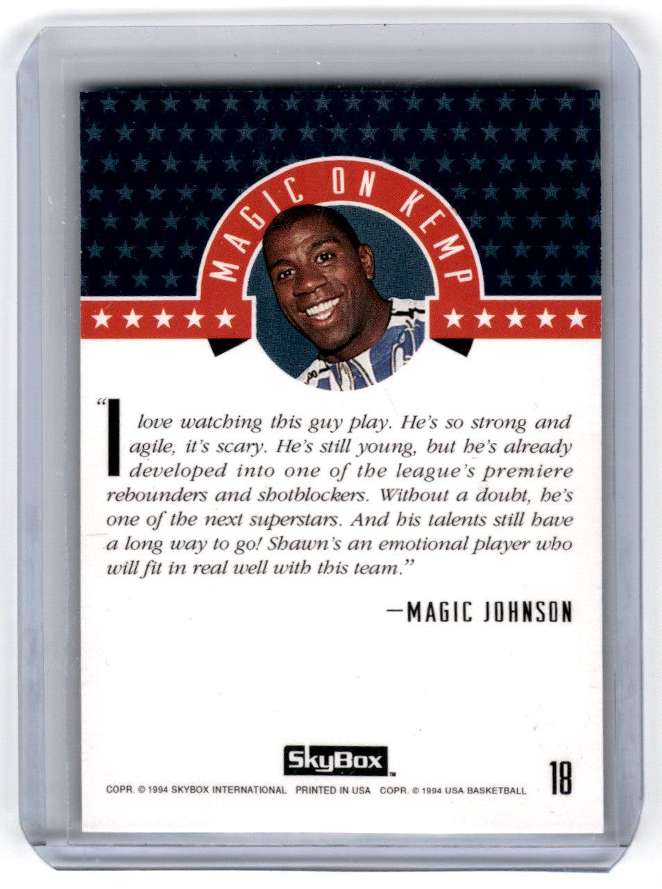 1994 SkyBox USA Shawn Kemp Card Card 18