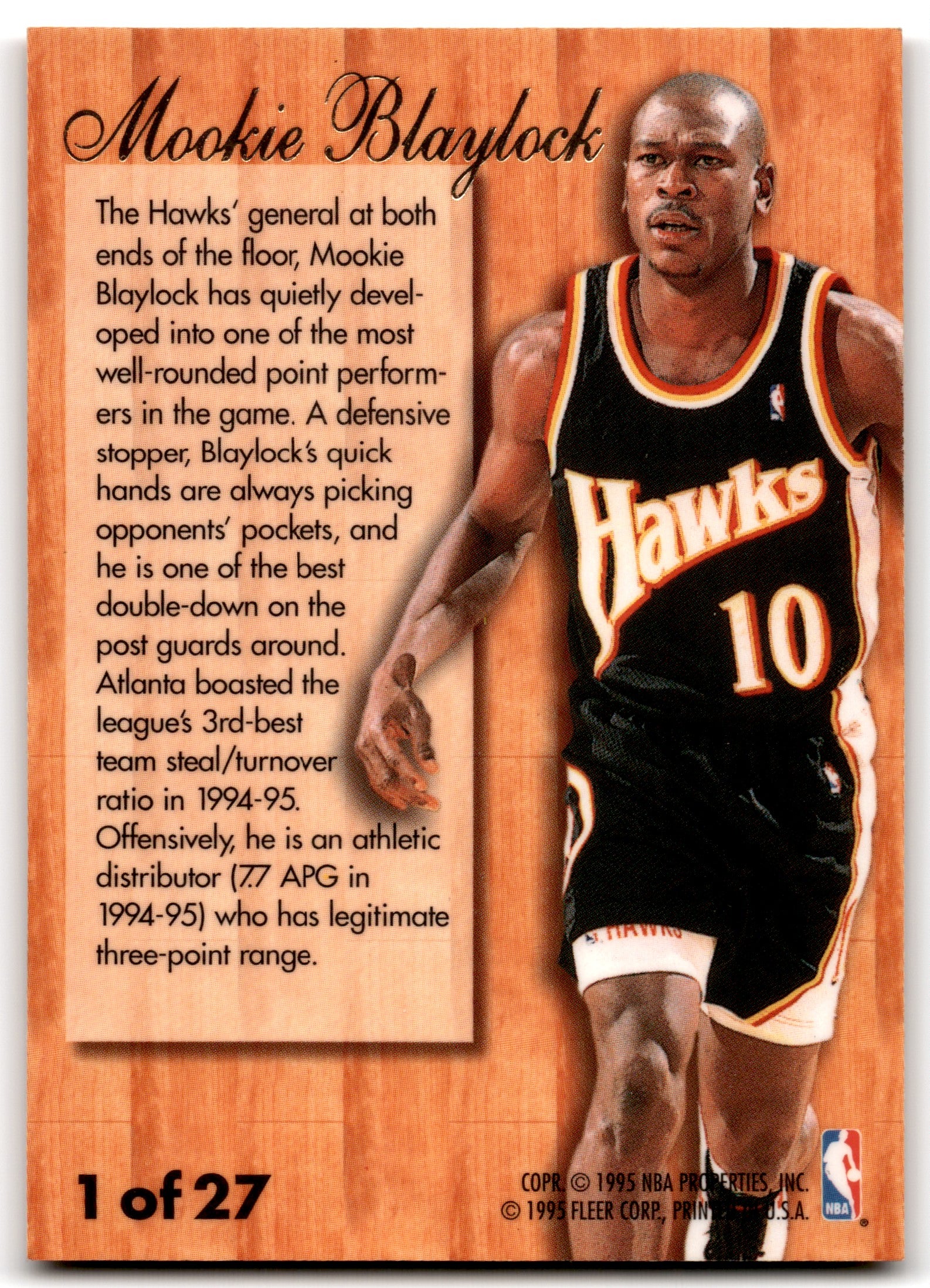 1995 Fleer Flair Hardwood Leader Mookie Blaylock Atlanta Hawks 1