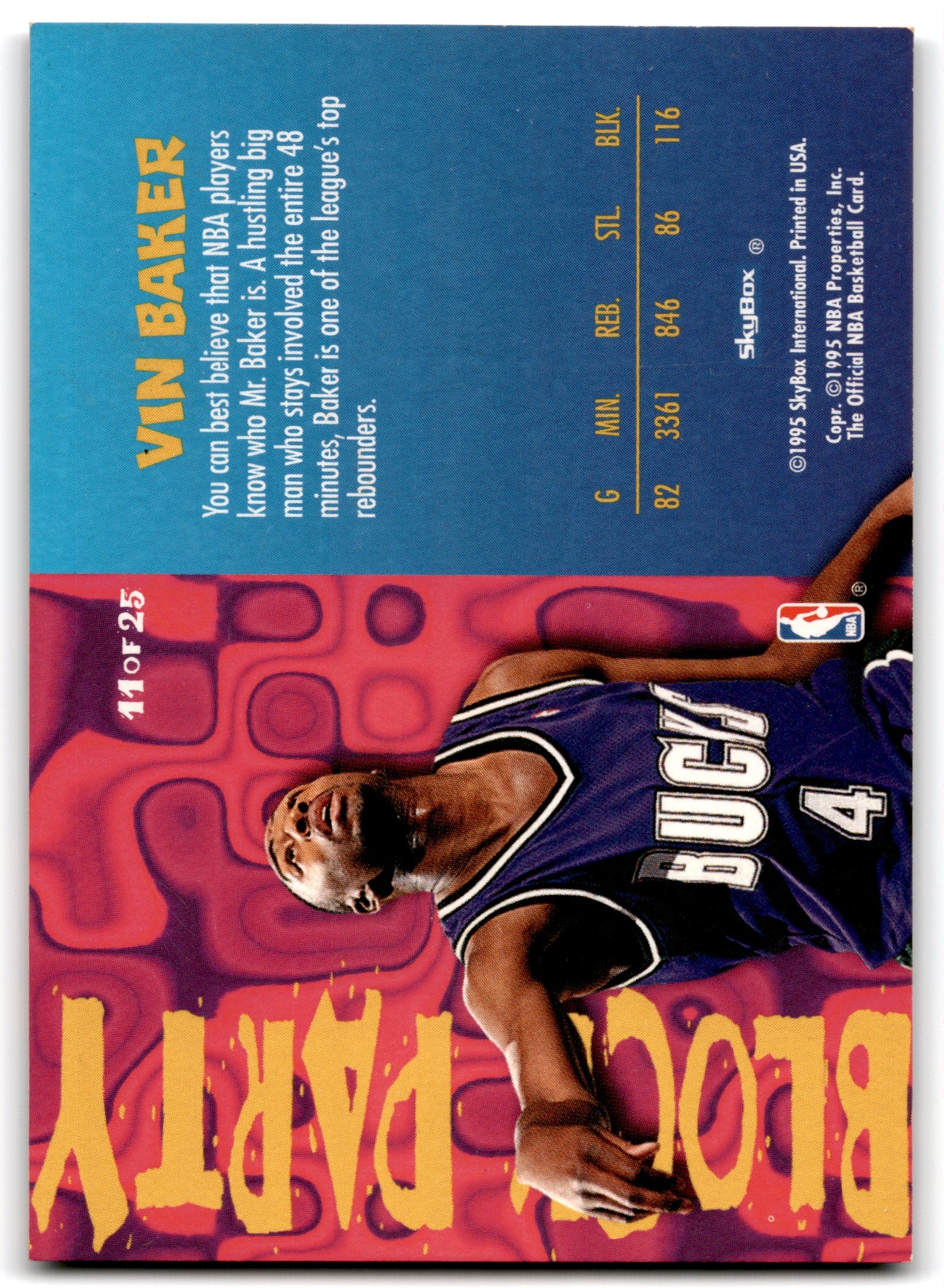 1995 Hoops Block Party Vin Baker Milwaukee Bucks 11