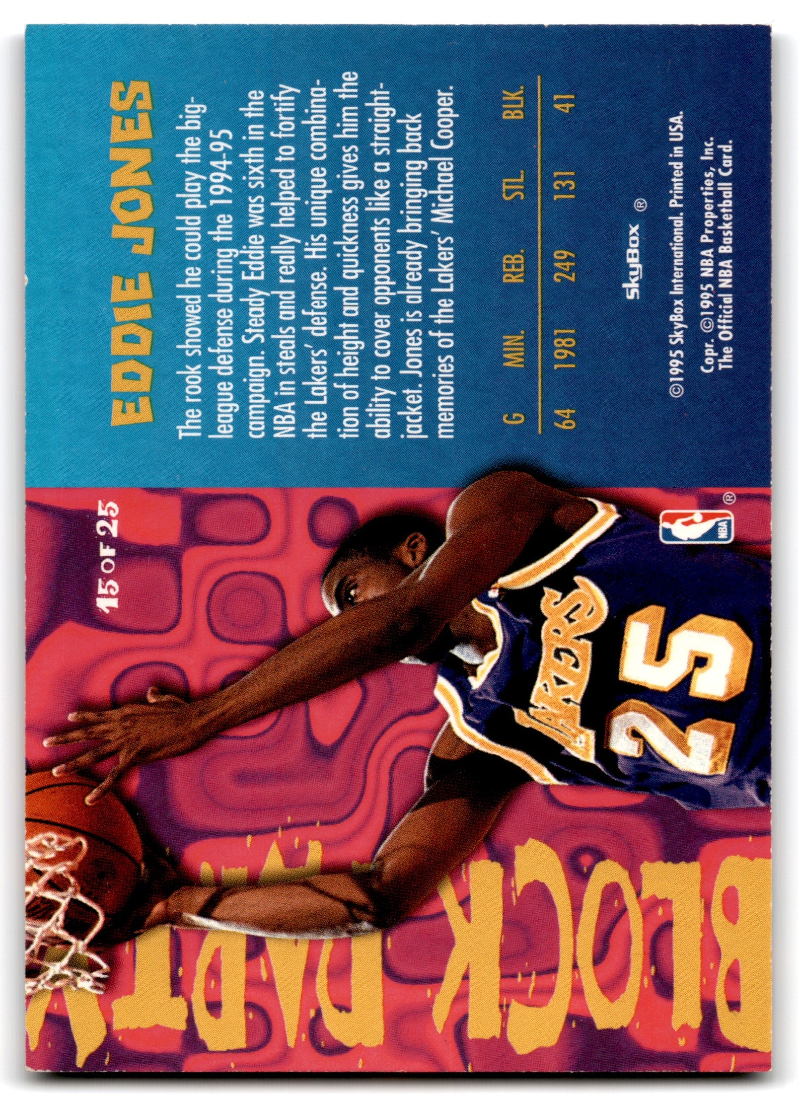 1995 Hoops Block Party Eddie Jones Los Angeles Lakers 80