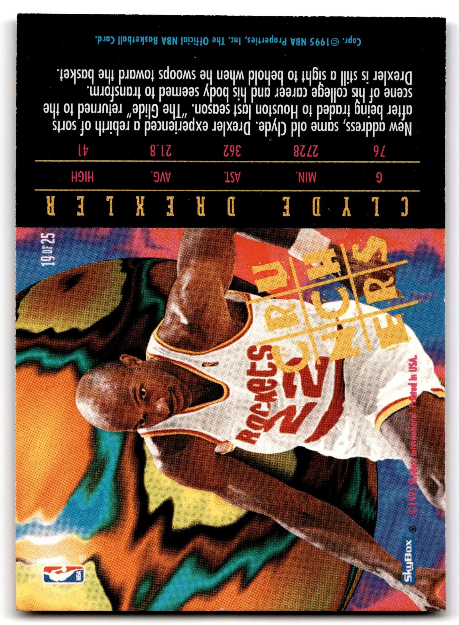 1995 Hoops Number Crunchers Clyde Drexler Houston Rockets Card 19
