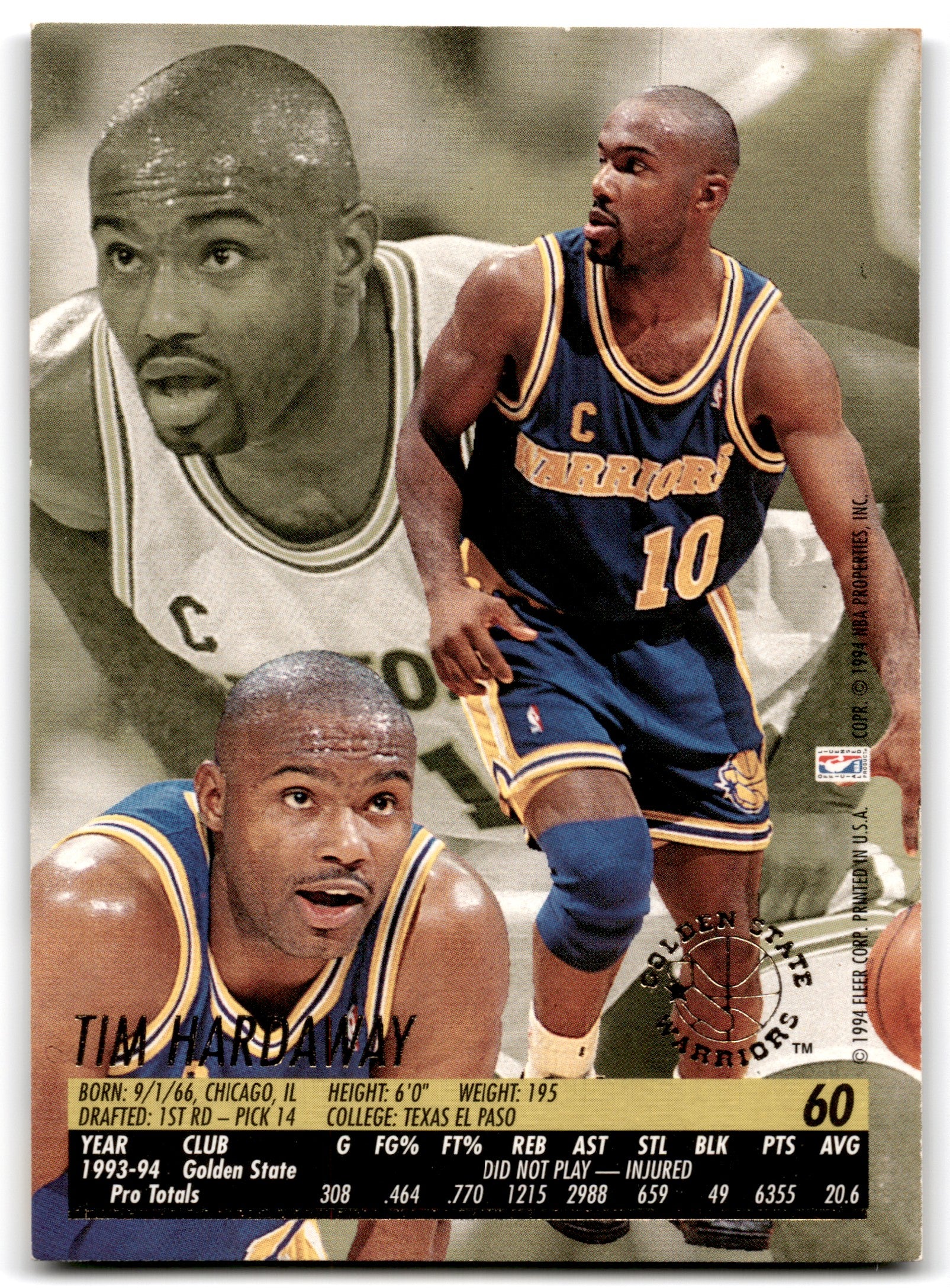 1994 Fleer Ultra Tim Hardaway Golden State Warriors Card 60