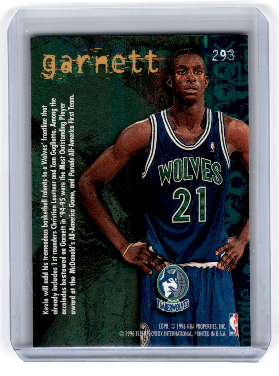 1995 Fleer Kevin Garnett Rookie Card 293