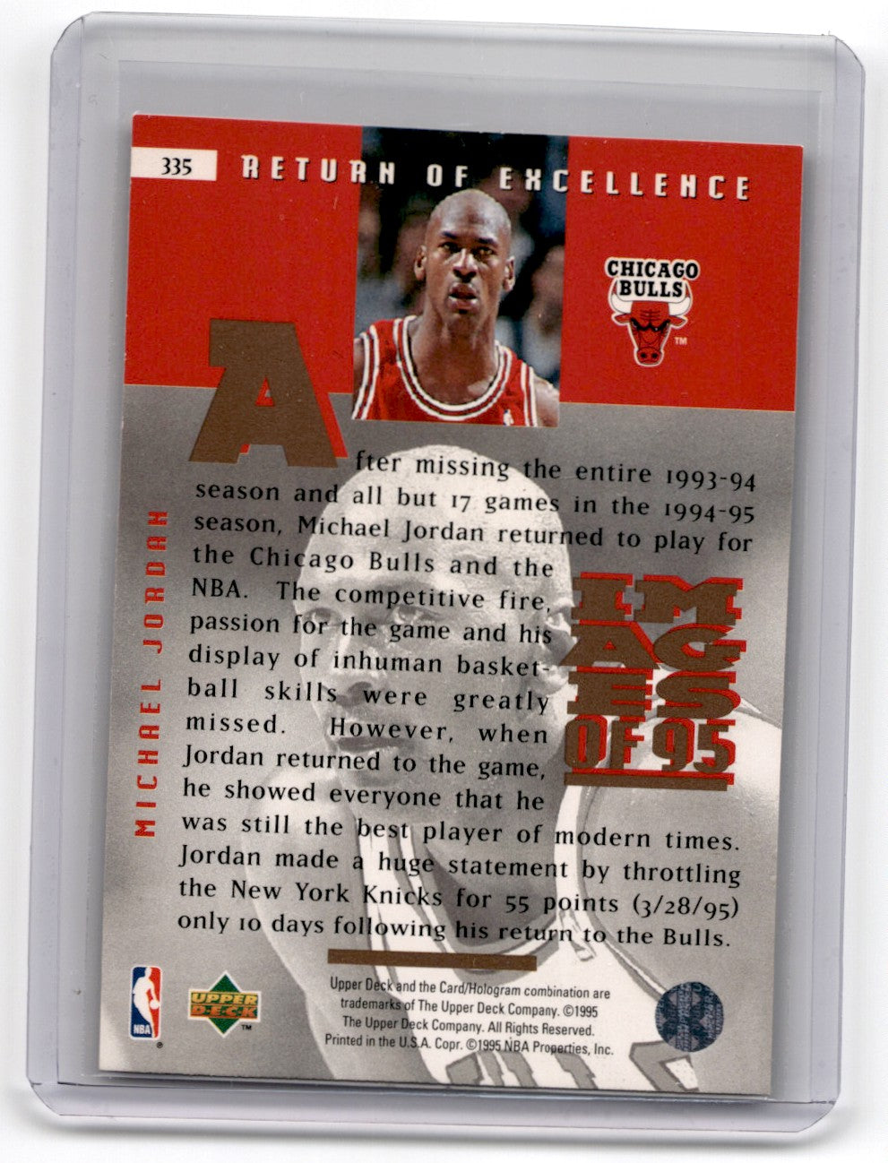 1995 Upper Deck Michael Jordan Card 335