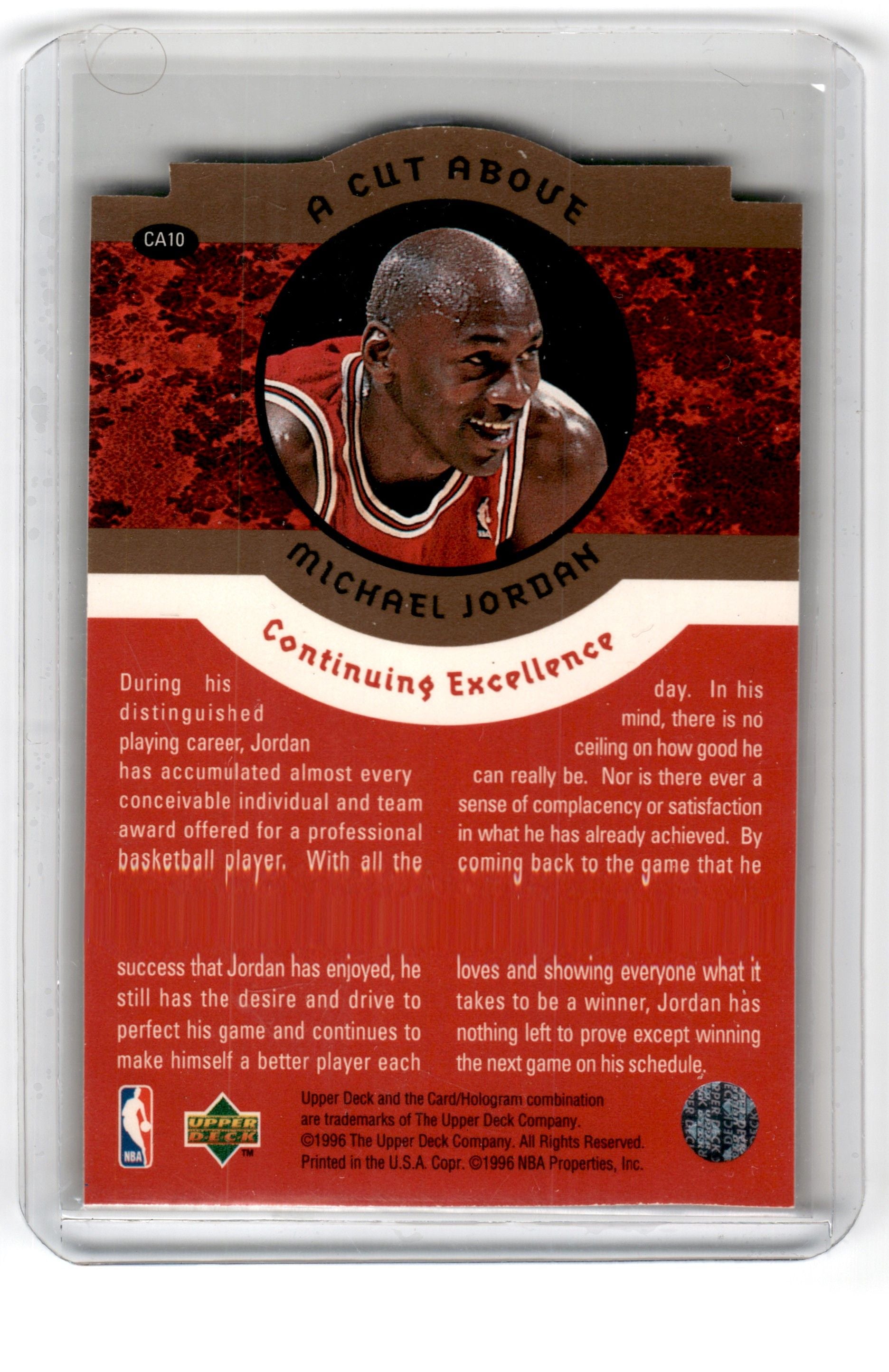 1996 Collector's Choice Jordan A Cut Above Michael Jordan Card CA10