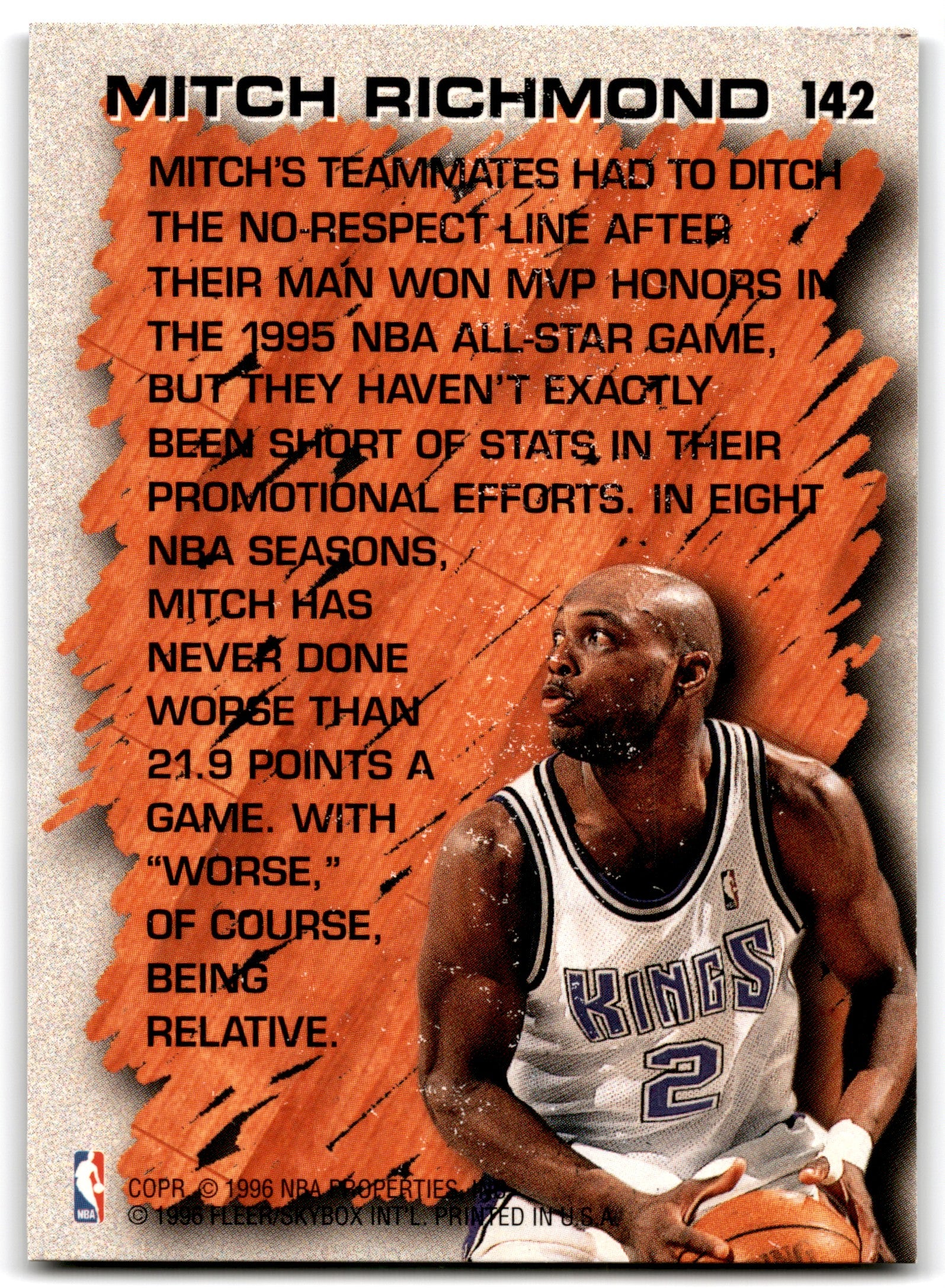 1996 Fleer Mitch Richmond Sacramento Kings 142