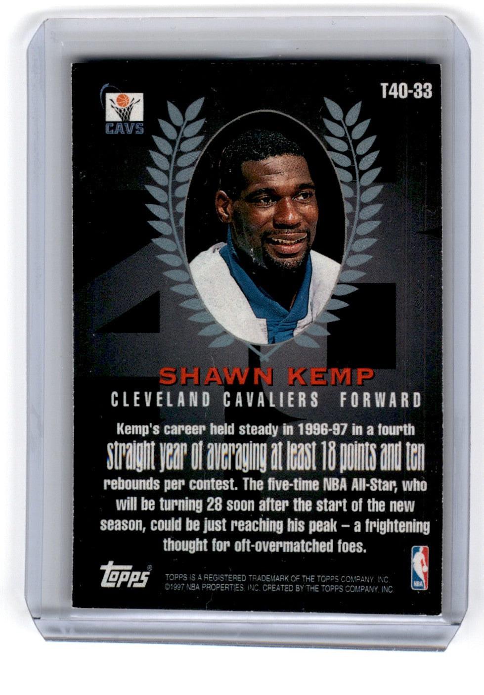 1997 Topps 40 Shawn Kemp Card T40-33