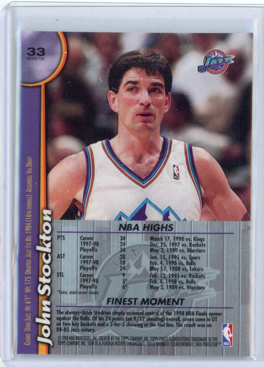 1998 Finest No Protector John Stockton Card 33