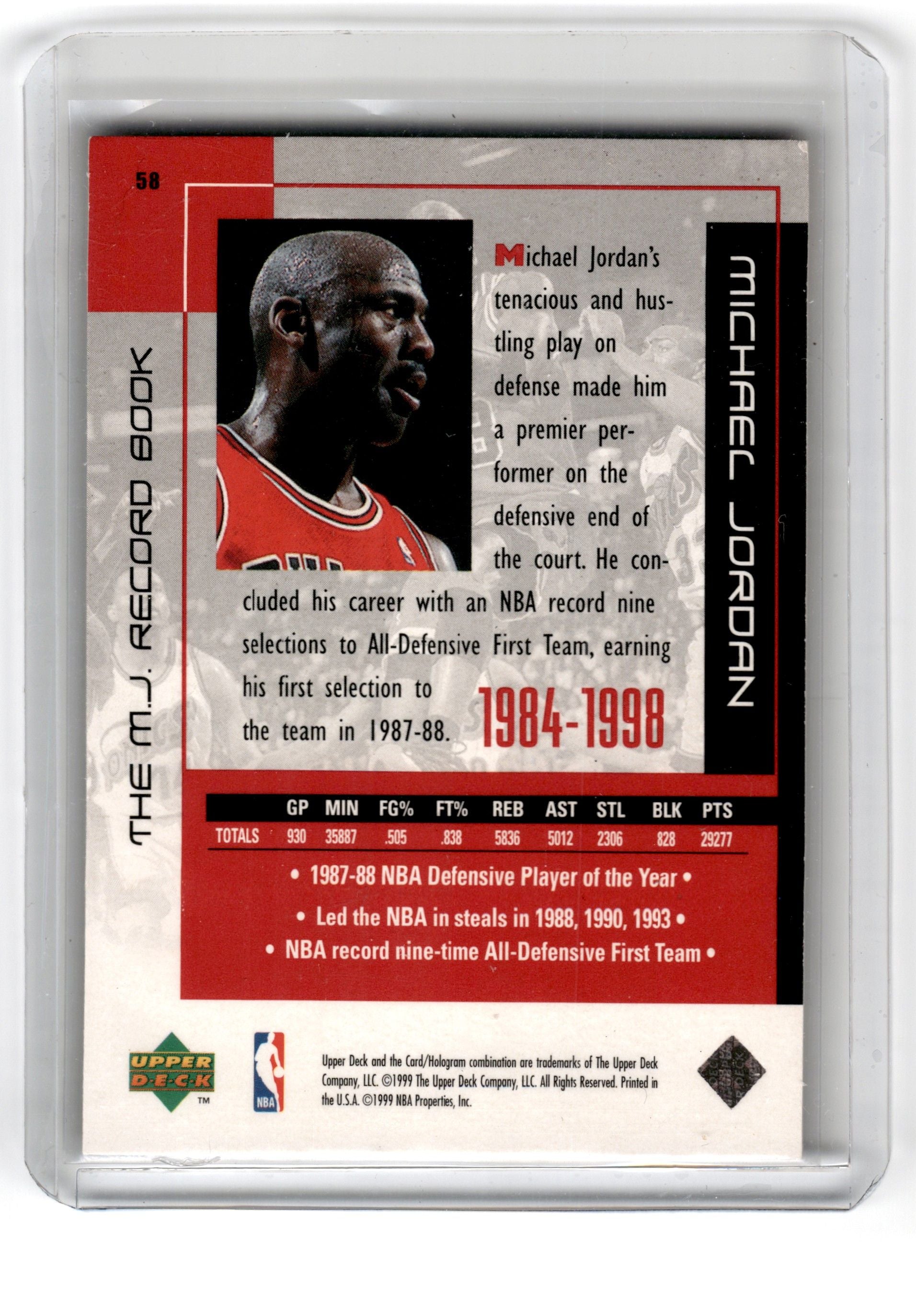 1999 Upper Deck Michael Jordan Athlete of the Century Michael Jordan Card 58