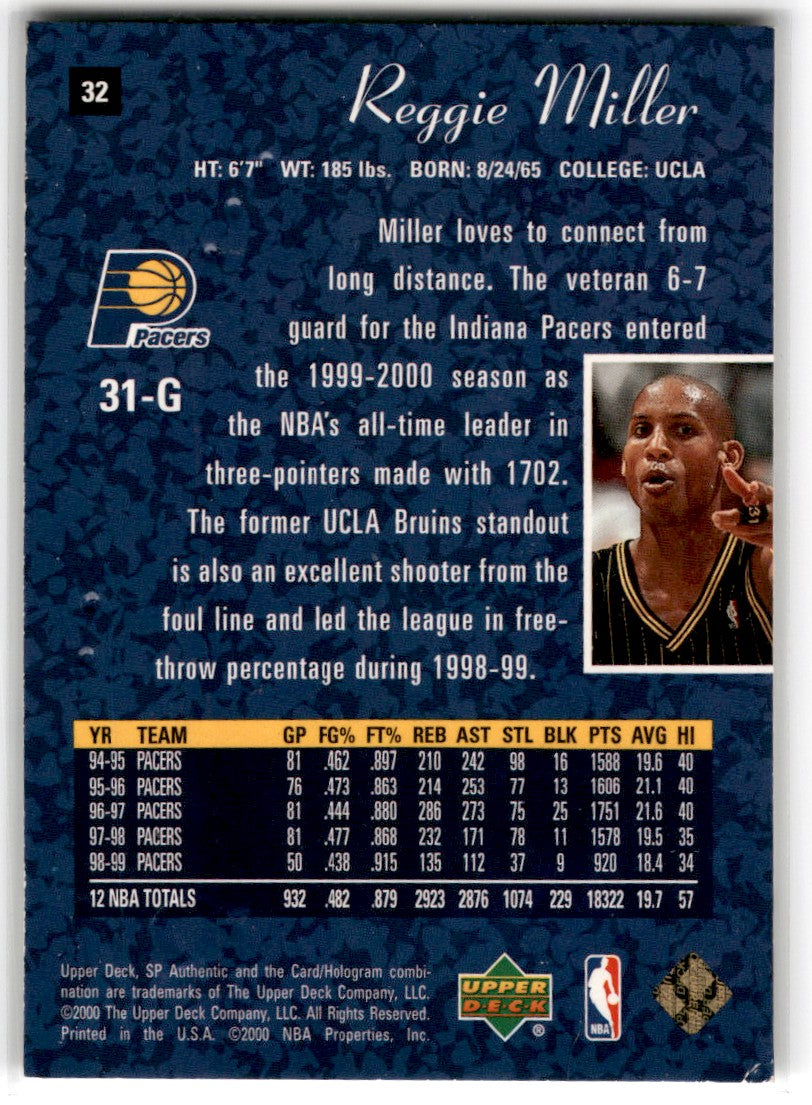 1999 Upper Deck Retro Reggie Miller Card 32