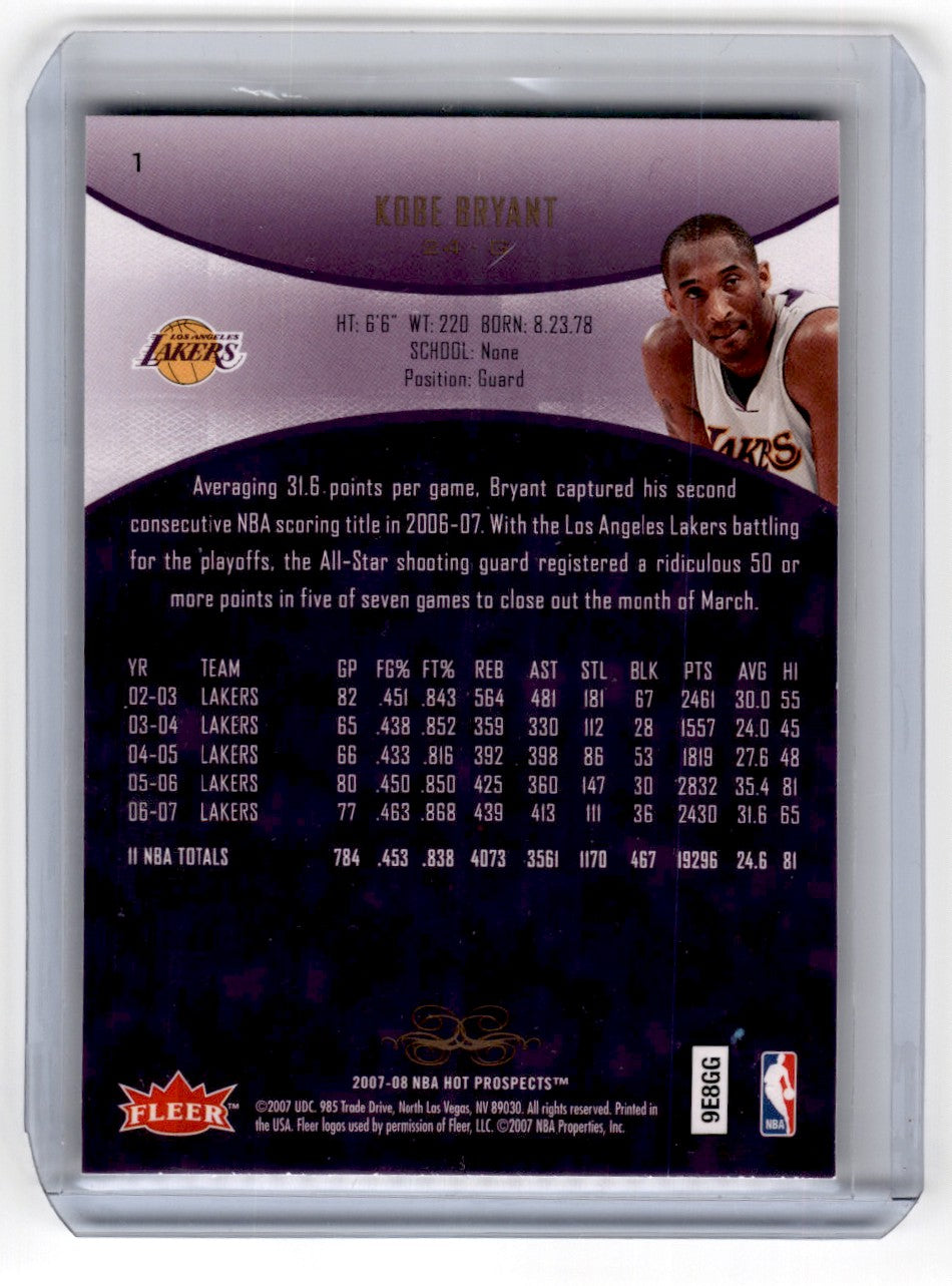2007 Fleer Hot Prospects Kobe Bryant Card 1