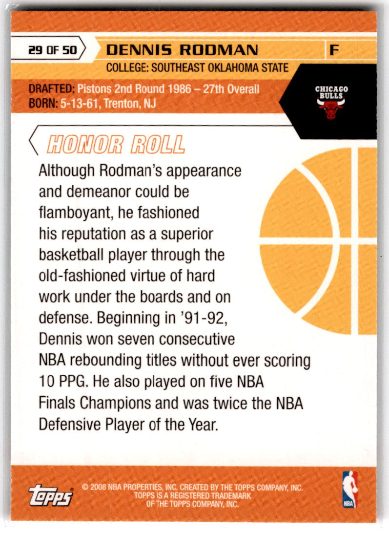 2007 Topps 50th Anniversary Dennis Rodman Card 29