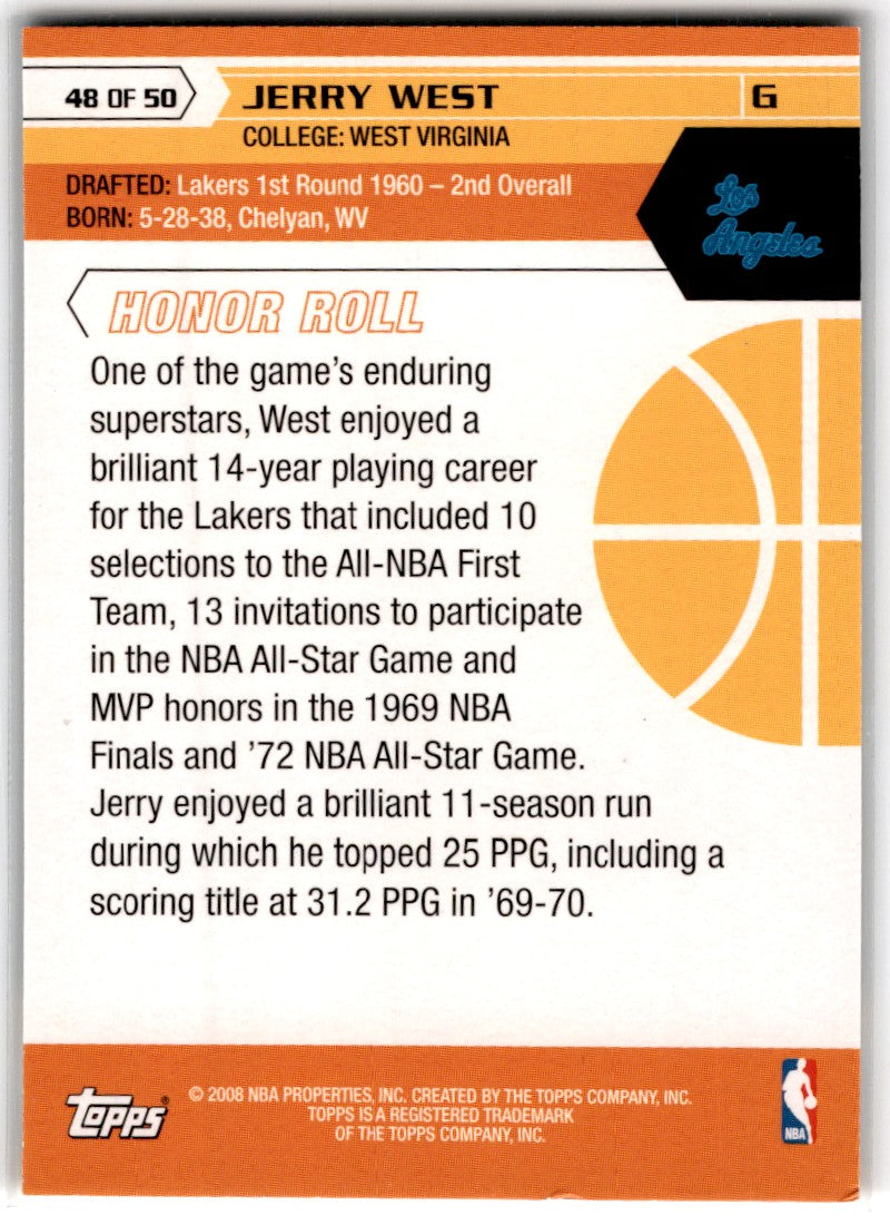 2007 Topps 50th Anniversary Jerry West Card 48