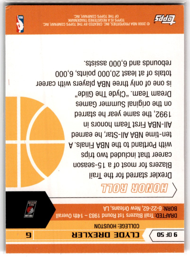 2007 Topps 50th Anniversary Clyde Drexler Card 9