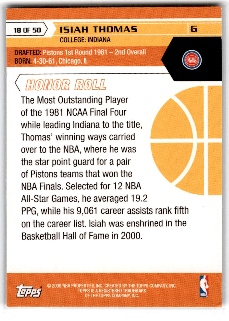 2007 Topps 50th Anniversary Isiah Thomas Card