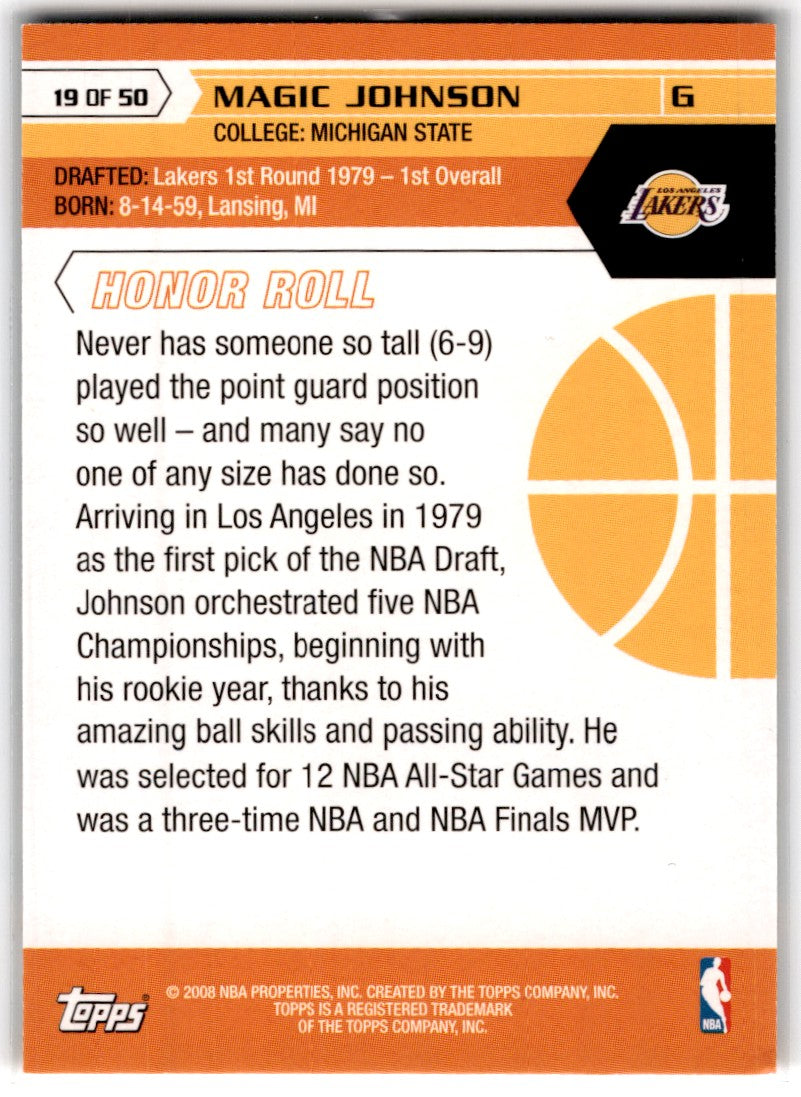 2007 Topps 50th Anniversary Magic Johnson Card