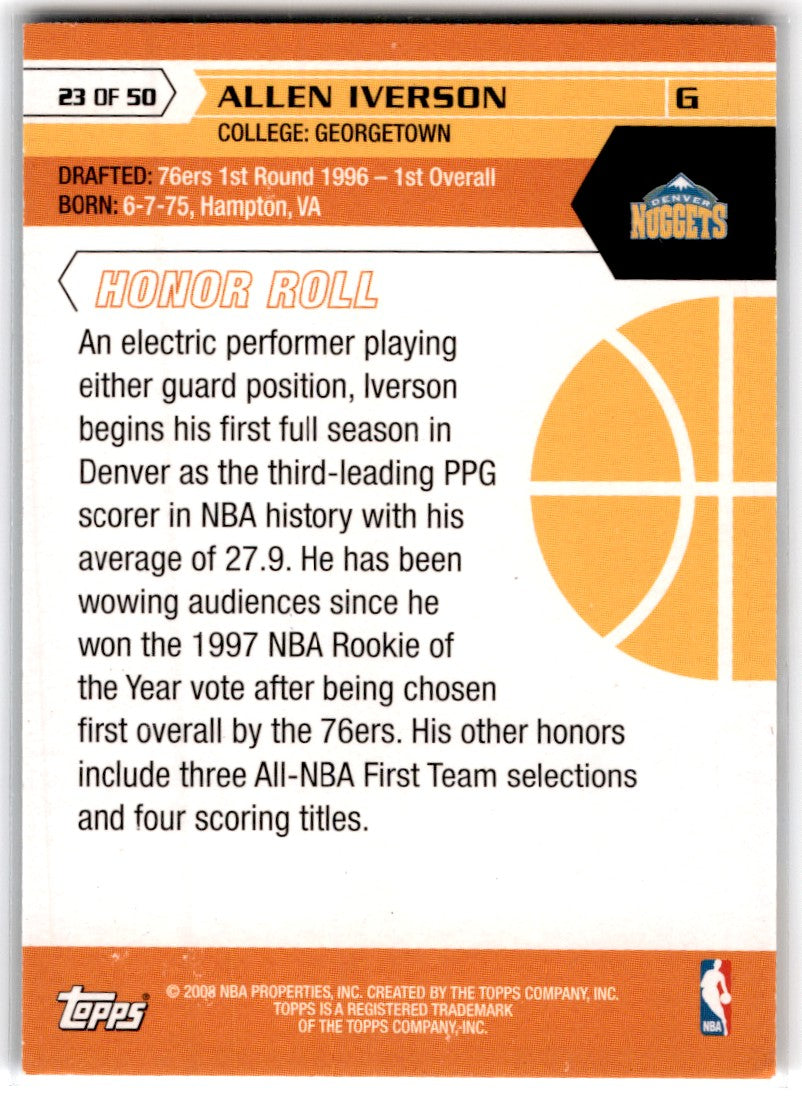 2007 Topps 50th Anniversary Allen Iverson Card 6