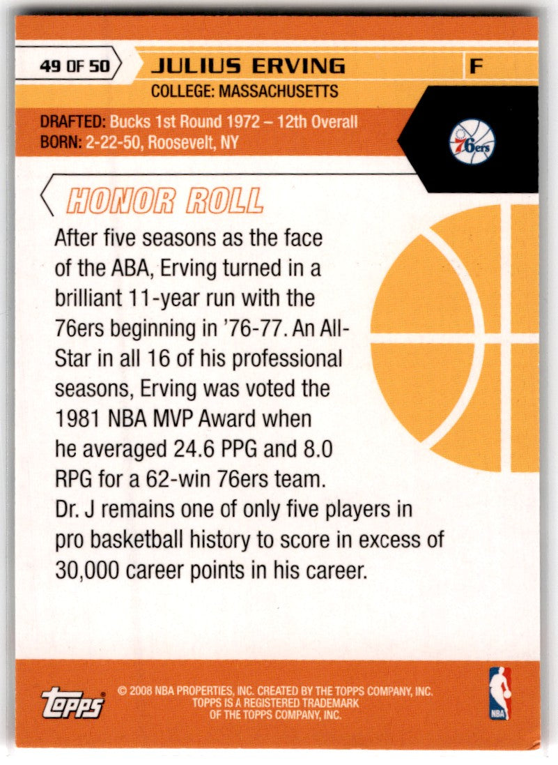 2007 Topps 50th Anniversary Julius Erving 49