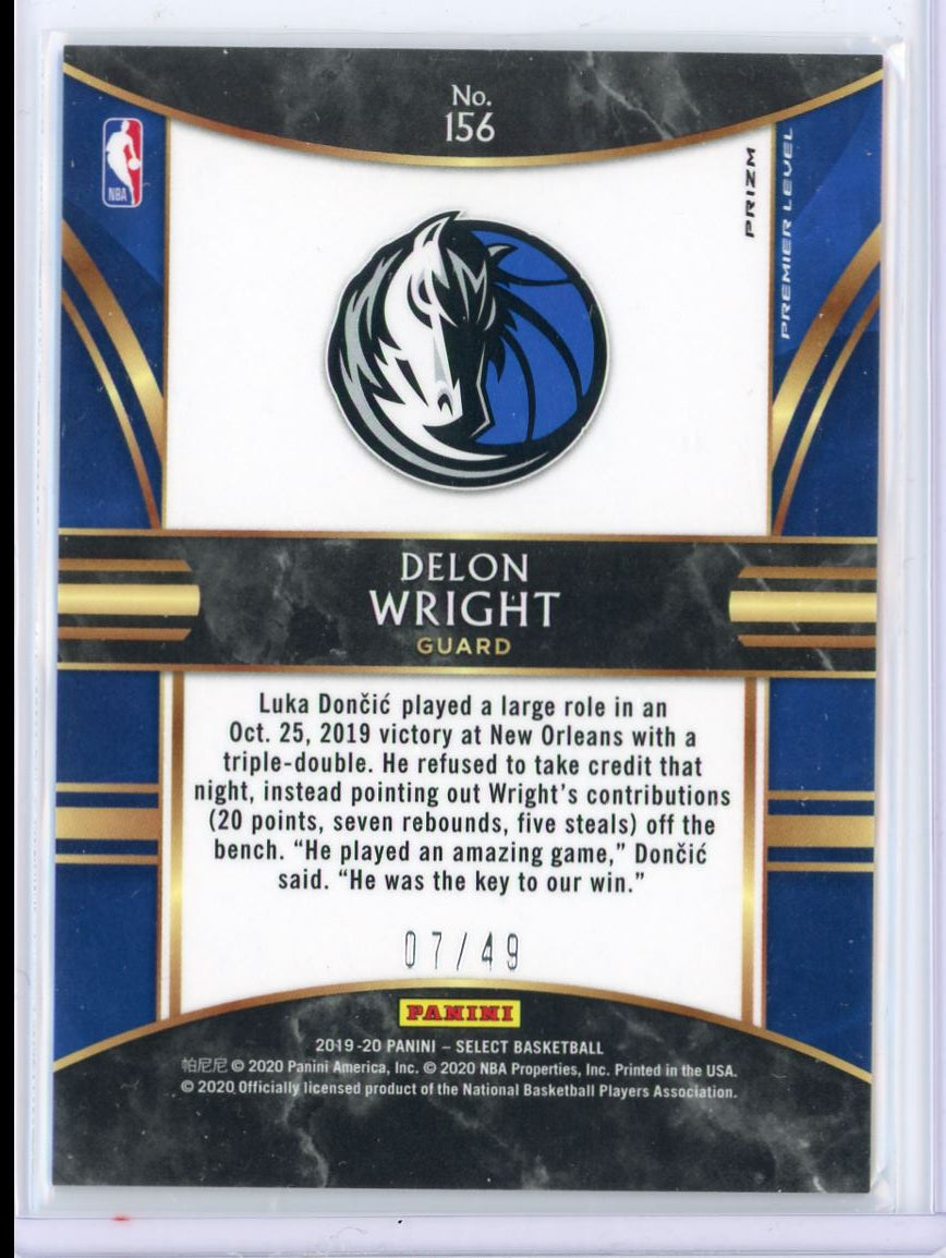 2019 Panini Select Delon Wright Card Red Disco /49 156