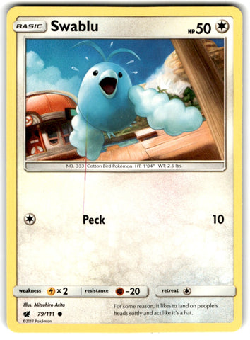 2017 Pokemon Sun & Moon - Crimson Invasion Swablu Card 79 Default Title