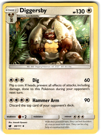 2017 Pokemon Sun & Moon - Crimson Invasion Diggersby Card 88 Default Title